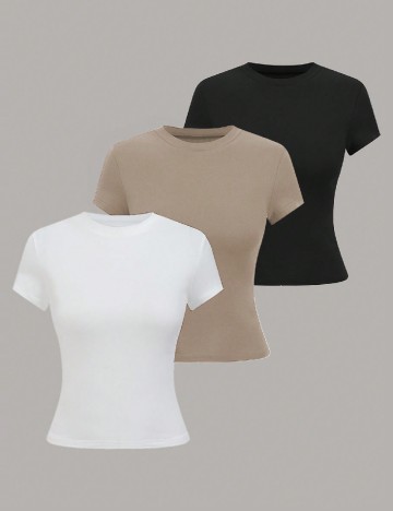 Set Tricouri 3 bucati SHEIN, mix culori