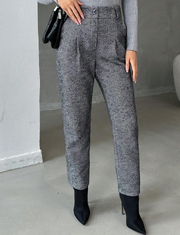 Pantaloni SHEIN, alb/negru