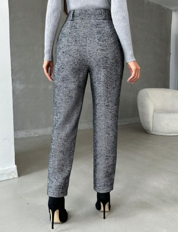Pantaloni SHEIN, alb/negru