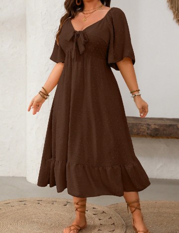 Rochie medie SHEIN CURVE, maro inchis