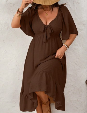 Rochie medie SHEIN CURVE, maro inchis