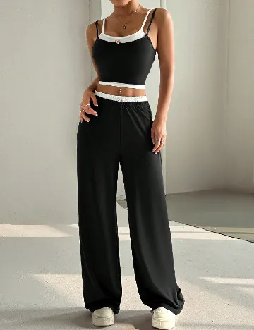 Compleu SHEIN, negru/alb Negru