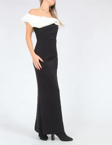 Rochie lunga SHEIN, negru/alb Negru