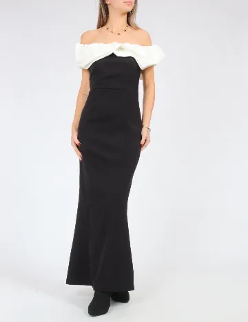 Rochie lunga SHEIN, negru/alb Negru