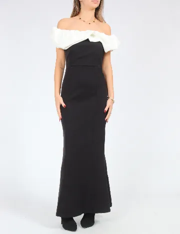 Rochie lunga SHEIN, negru/alb Negru