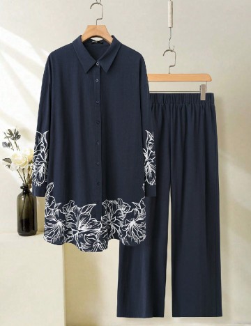 Compleu SHEIN CURVE, bleumarin/alb