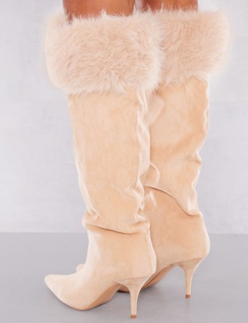 Cizme PrettyLittleThing, crem