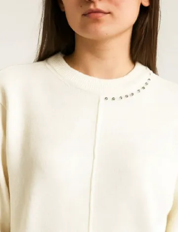 Bluza Oversize SHEIN, ecru Alb