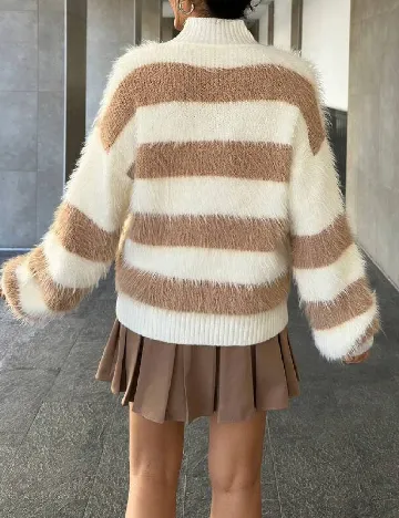 Pulover Oversize SHEIN, maro/alb Maro