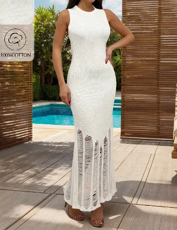 Rochie lunga SHEIN, ecru Alb