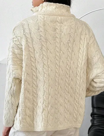 Pulover Oversize SHEIN, ecru Alb