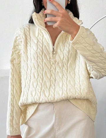 Pulover Oversize SHEIN, ecru