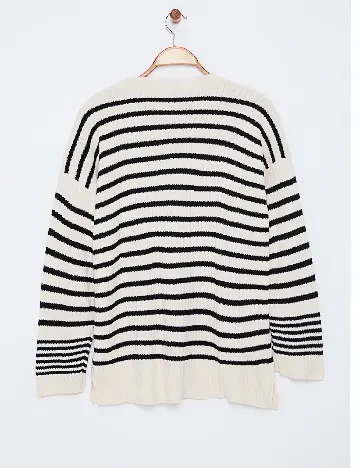 Pulover SHEIN, ecru/negru Alb