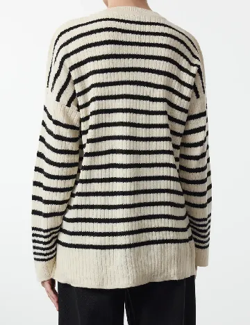 Pulover SHEIN, ecru/negru Alb