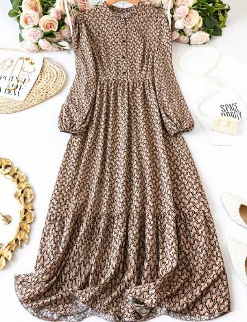Rochie lunga SHEIN CURVE, crem/negru