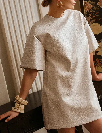 Rochie scurta Anewsta, ecru Alb