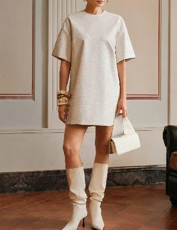 Rochie scurta Anewsta, ecru Alb