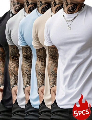 Set Tricou 5 bucati SHEIN, mix culori