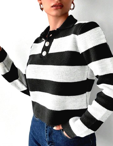 Pulover SHEIN, alb/negru