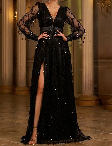 Rochie lunga Miss ord, negru