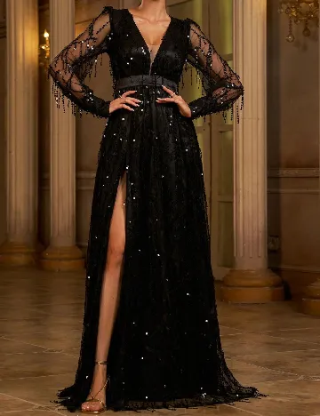 Rochie lunga Miss ord, negru Negru
