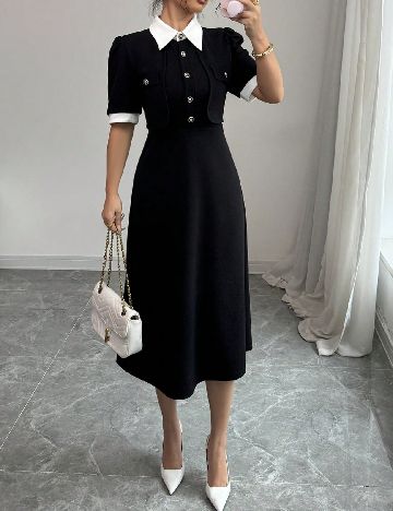 Rochie medie SHEIN, negru/alb