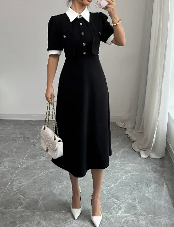 Rochie medie SHEIN, negru/alb Negru