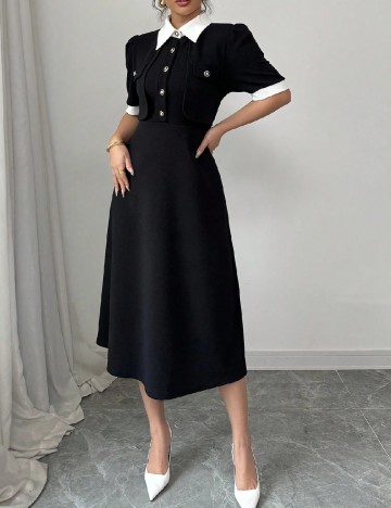 Rochie medie SHEIN, negru/alb