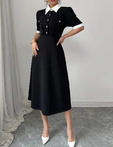 Rochie medie SHEIN, negru/alb Negru