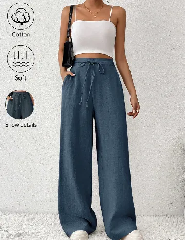 Pantaloni SHEIN, albastru Alb