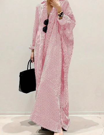 Rochie lunga SHEIN, roz/alb Roz