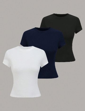 Set Tricouri 3 bucati SHEIN, mix culori