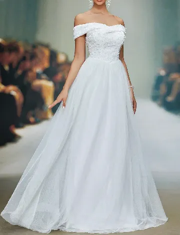 Rochie lunga Mgiacy, alb Alb