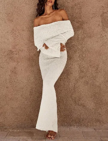 Rochie lunga SHEIN, ecru Alb