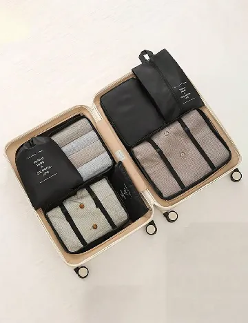 Set de genti pentru voiaj 7 bucati SHEIN, negru Negru