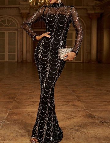 Rochie lunga Miss ord, negru