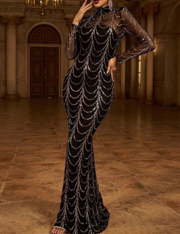 Rochie lunga Miss ord, negru