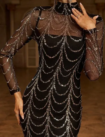 Rochie lunga Miss ord, negru Negru