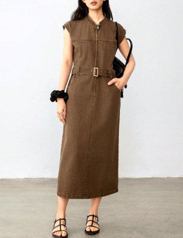 Rochie lunga Dazy, maro