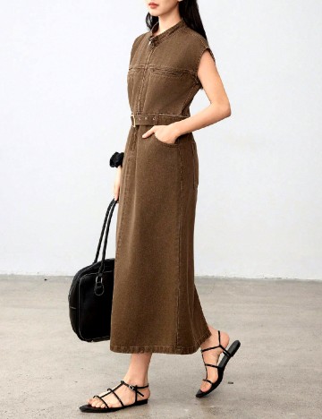 Rochie lunga Dazy, maro
