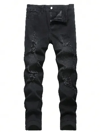 Blugi SHEIN Plus Size Men, negru Negru
