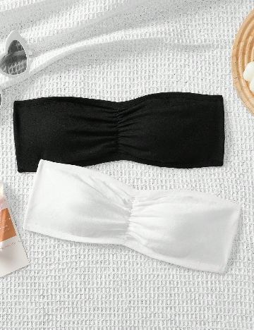 Set bustiere Shein Kids, alb/negru