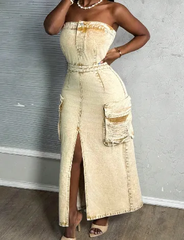 Rochie lunga SHEIN, bej Crem