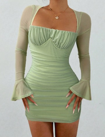 Rochie scurta SHEIN, verde deschis
