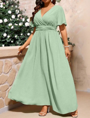 Rochie lunga SHEIN CURVE, verde deschis