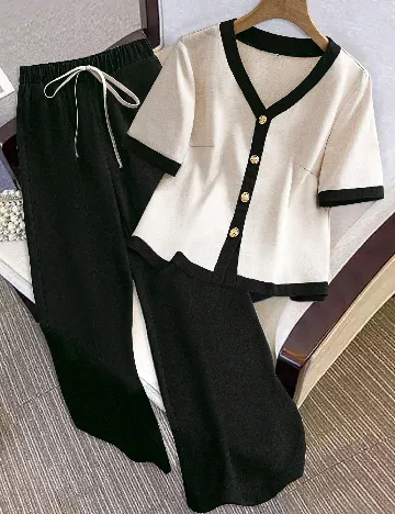 Compleu SHEIN, negru/crem Negru