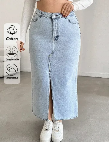 Fusta SHEIN CURVE, albastru Albastru