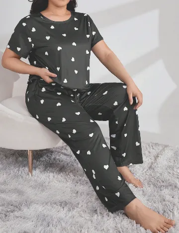 Pijama SHEIN CURVE, negru Negru