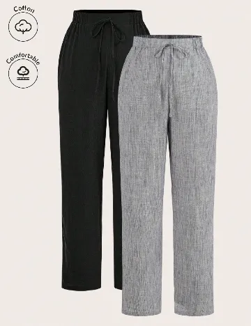 Set pantaloni 2 perechi SHEIN CURVE, negru/gri Negru