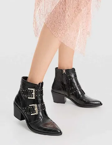 Botine Stradivarius, negru Negru